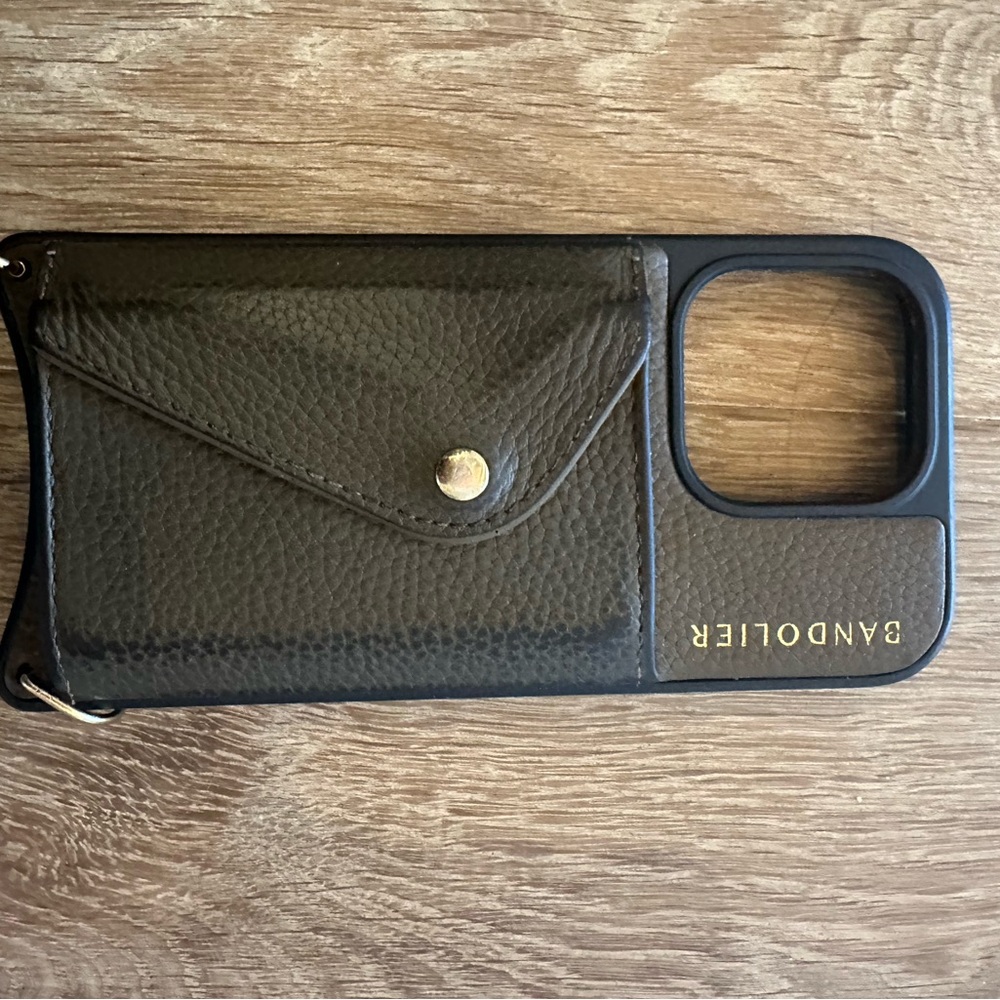 Bandolier Brown wallet Phone Case with detachable expanded pouch. iPhone 14 Pro